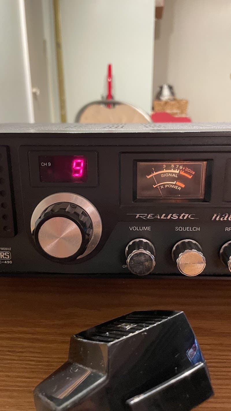 Realistic CB radio on a wood table at White Dotte Communications and Electronics in Southampton Township, New Jersey